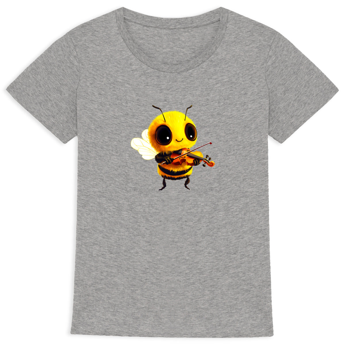 Violin Bee 1 Front T-shirt Femme à Col Rond