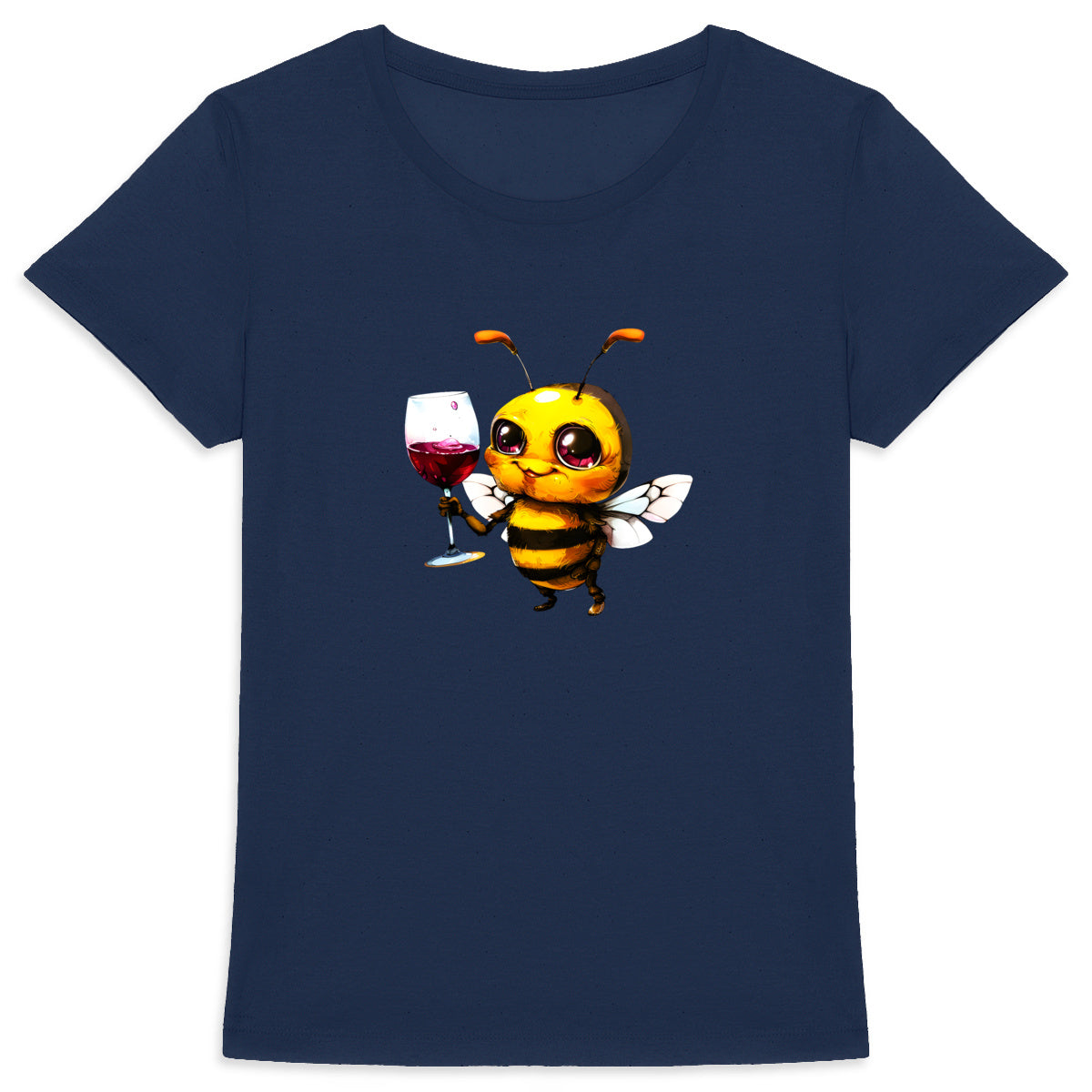 Bee Drinking Wine 2 Front T-shirt Femme à Col Rond