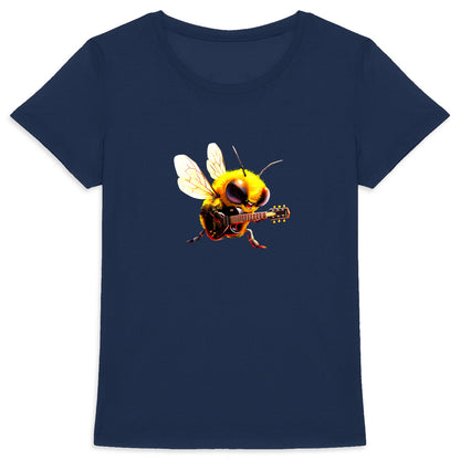 Guitar Bee 2 Front T-shirt Femme à Col Rond