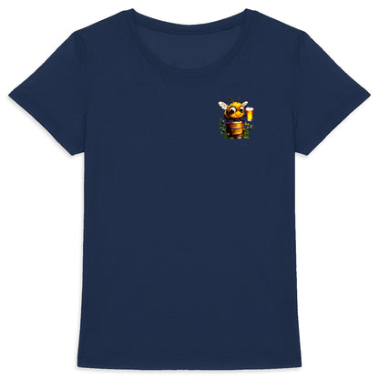 Bee Drinking Beer 2 Logo T-shirt Femme à Col Rond