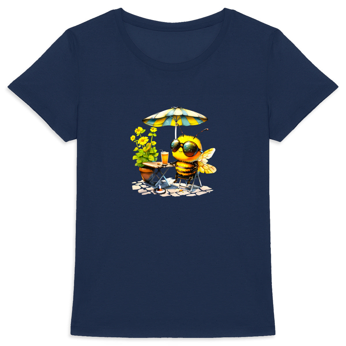 Chilling Bee at the Terrace Front T-shirt Femme à Col Rond