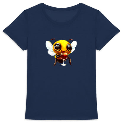 Bee Drinking Wine 1 Front T-shirt Femme à Col Rond