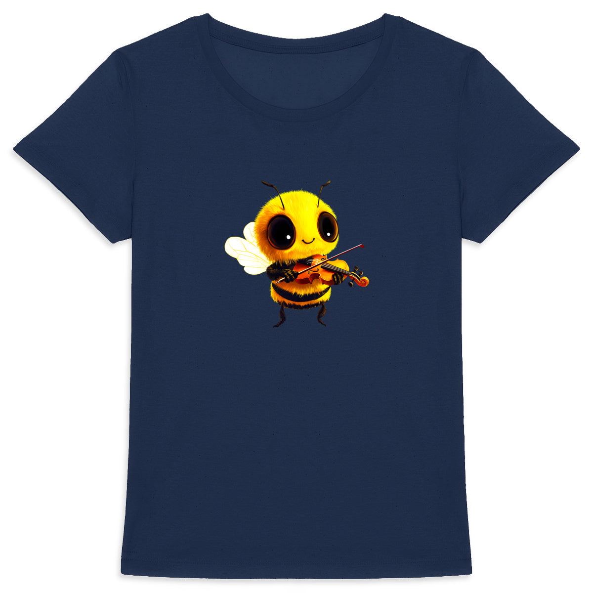 Violin Bee 1 Front T-shirt Femme à Col Rond