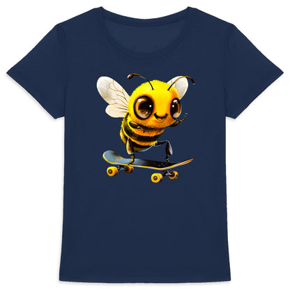 Skateboarding Bee Front T-shirt Femme à Col Rond