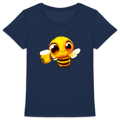 Bee Drinking Beer 2 Front T-shirt Femme à Col Rond