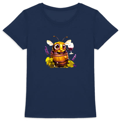 Bee Drinking Wine 3 Front T-shirt Femme à Col Rond