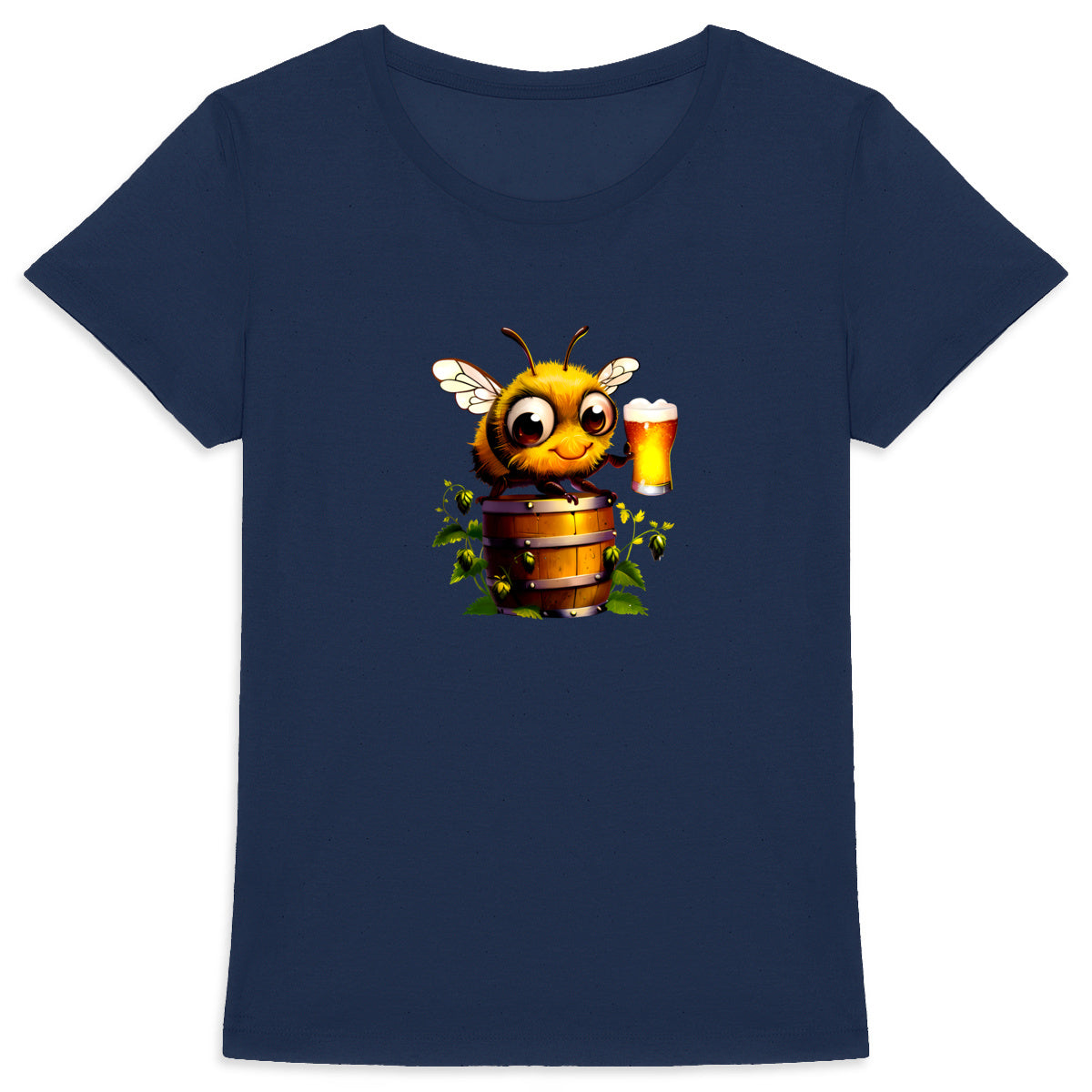 Bee Drinking Beer 2 Front T-shirt Femme à Col Rond