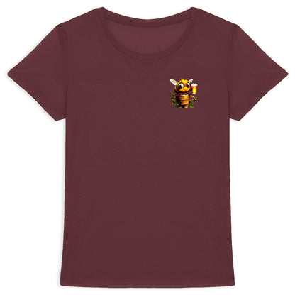 Bee Drinking Beer 2 Logo T-shirt Femme à Col Rond