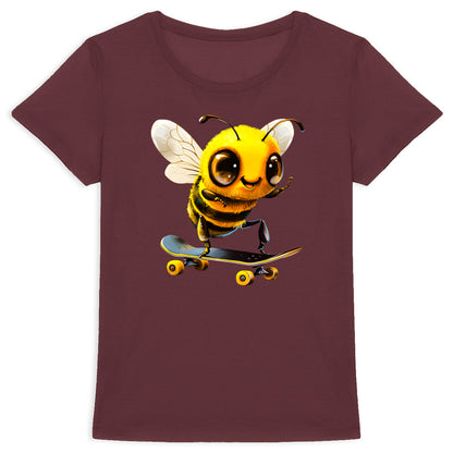 Skateboarding Bee Front T-shirt Femme à Col Rond