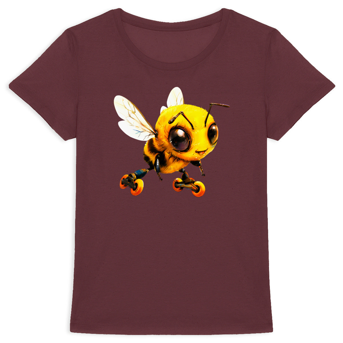 Rollerblading Bee Front T-shirt Femme à Col Rond