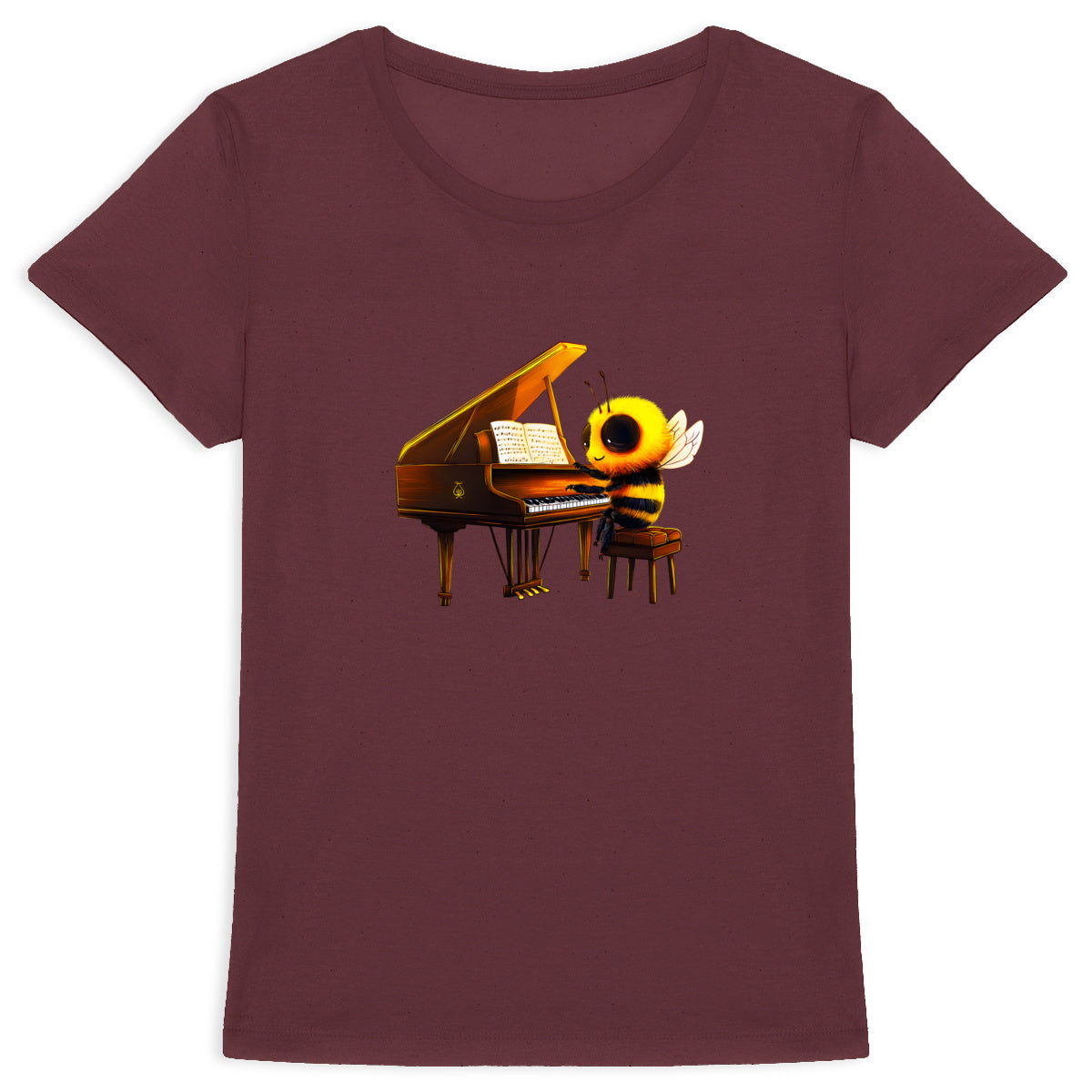 Piano Bee 1 Front T-shirt Femme à Col Rond