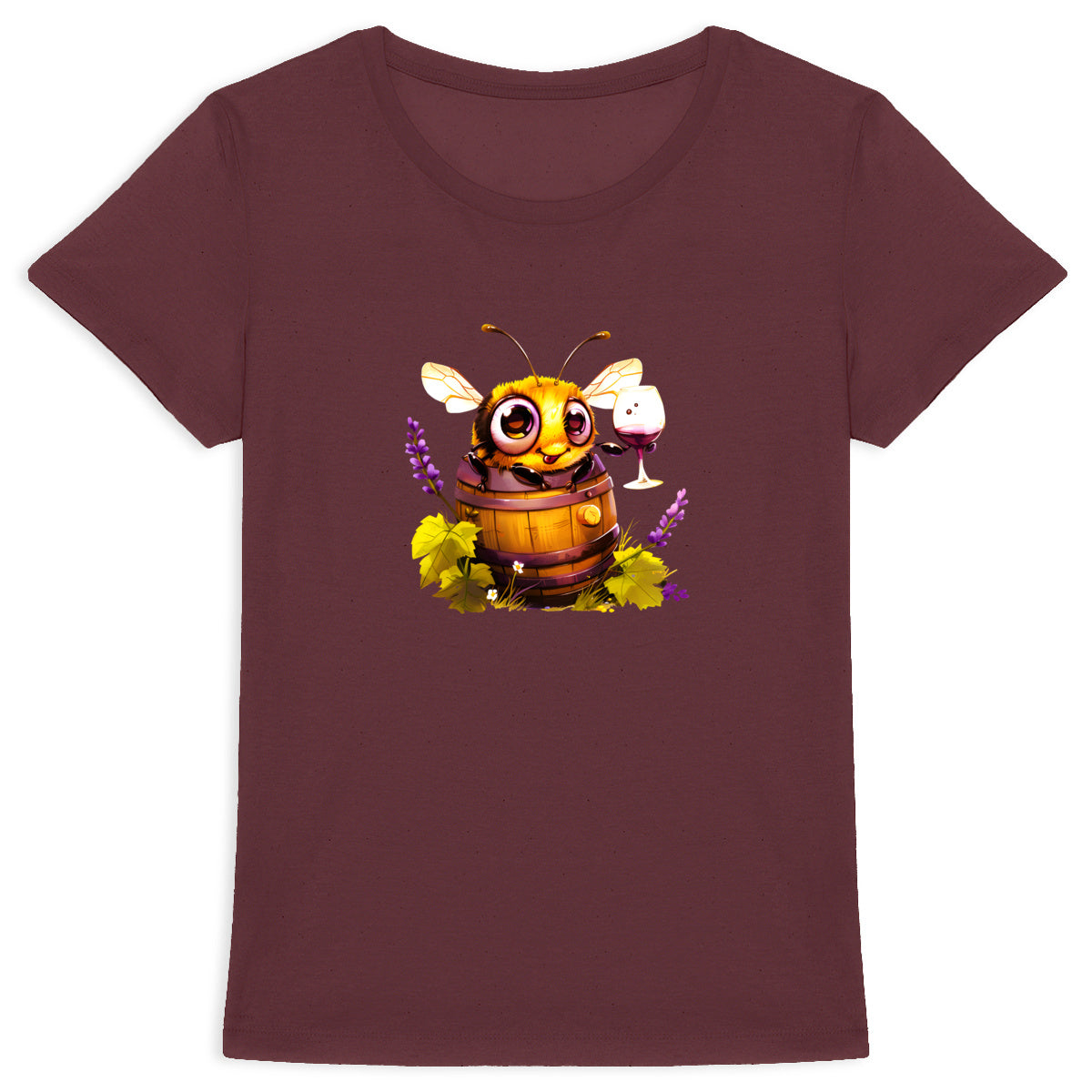 Bee Drinking Wine 3 Front T-shirt Femme à Col Rond