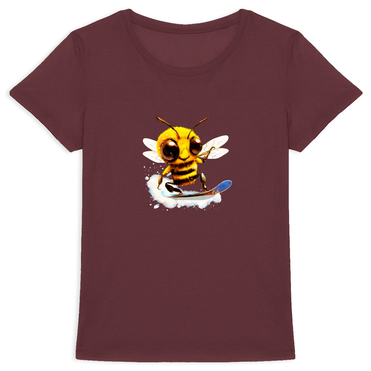 Snowboarding Bee Front T-shirt Femme à Col Rond