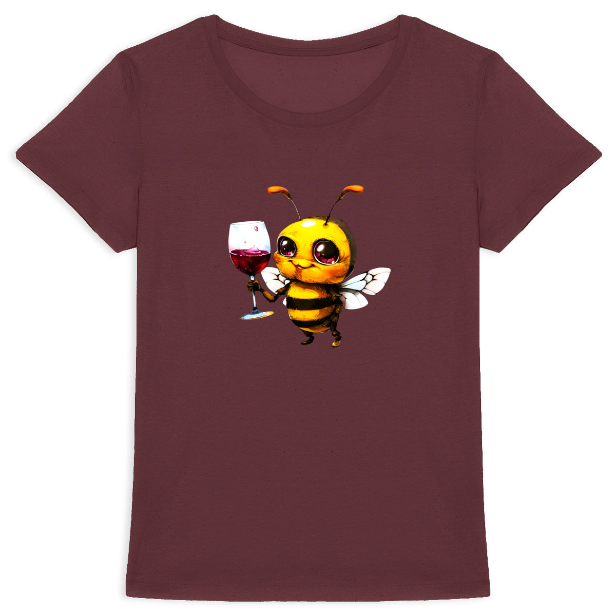 Bee Drinking Wine 2 Front T-shirt Femme à Col Rond