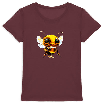 Bee Drinking Beer 1 Front T-shirt Femme à Col Rond