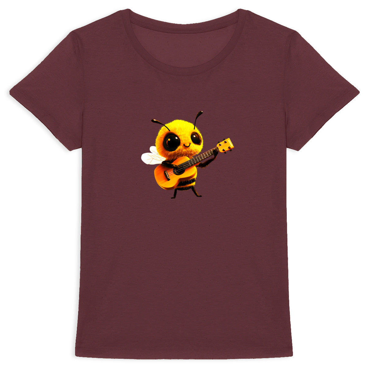 Guitar Bee 1 Front T-shirt Femme à Col Rond