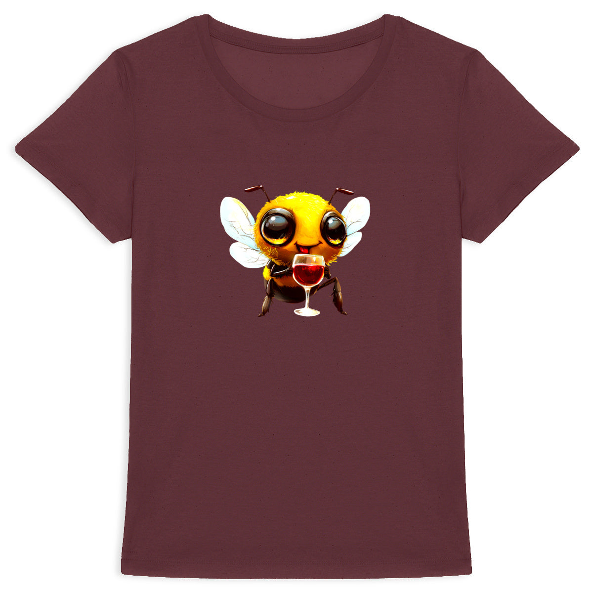 Bee Drinking Wine 1 Front T-shirt Femme à Col Rond