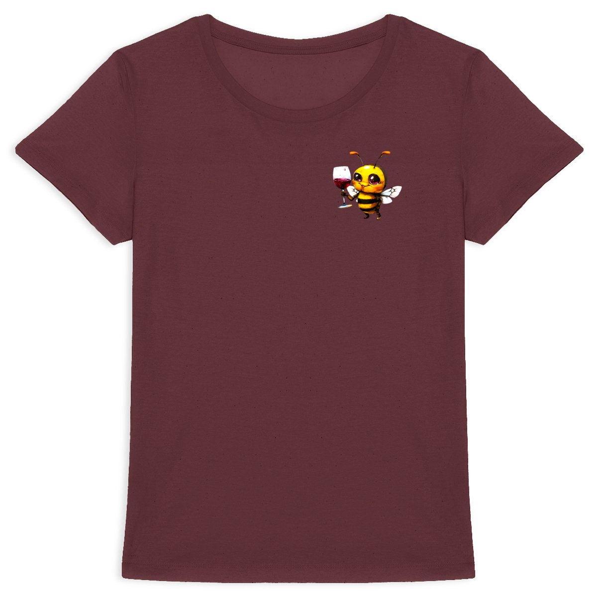 Bee Drinking Wine 2 Logo T-shirt Femme à Col Rond