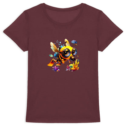 Diving Bee Front T-shirt Femme à Col Rond