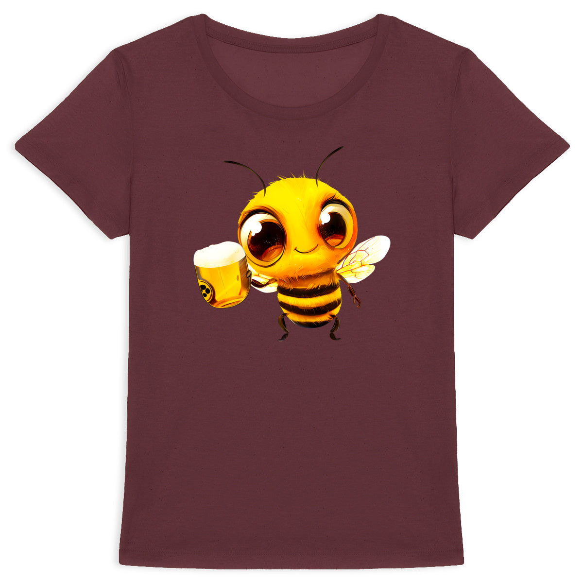 Bee Drinking Beer 2 Front T-shirt Femme à Col Rond