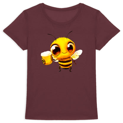 Bee Drinking Beer 2 Front T-shirt Femme à Col Rond