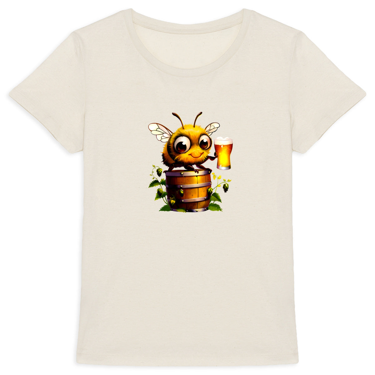 Bee Drinking Beer 2 Front T-shirt Femme à Col Rond