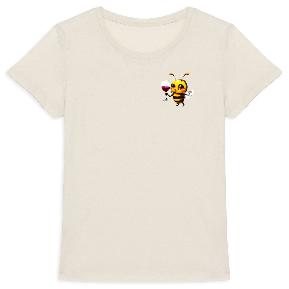 Bee Drinking Wine 2 Logo T-shirt Femme à Col Rond