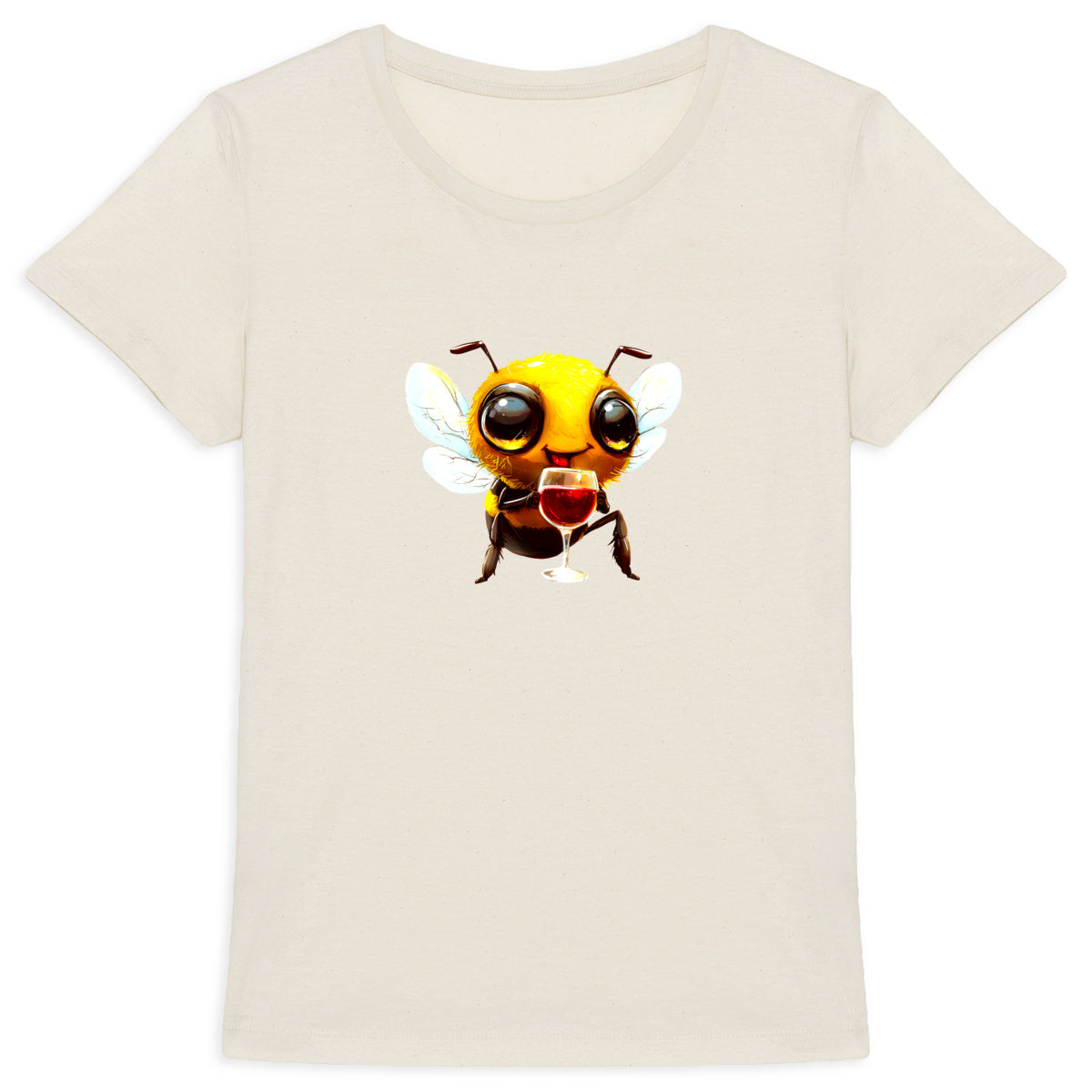 Bee Drinking Wine 1 Front T-shirt Femme à Col Rond