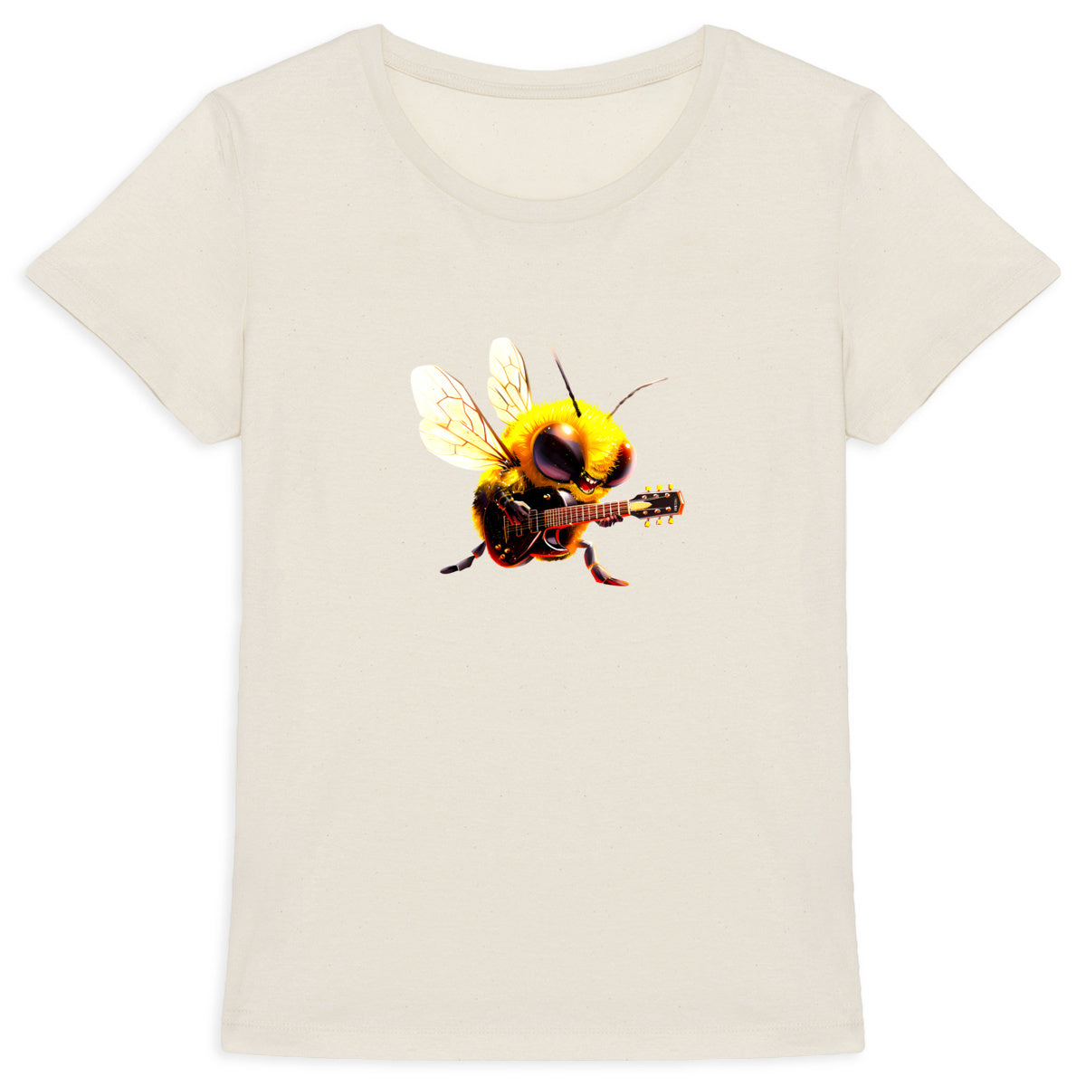 Guitar Bee 2 Front T-shirt Femme à Col Rond