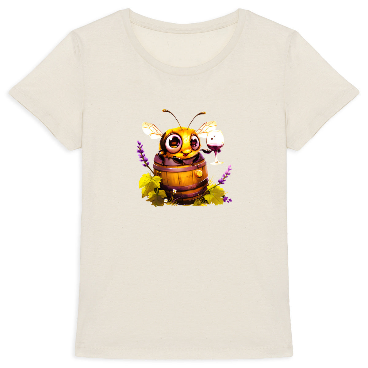 Bee Drinking Wine 3 Front T-shirt Femme à Col Rond