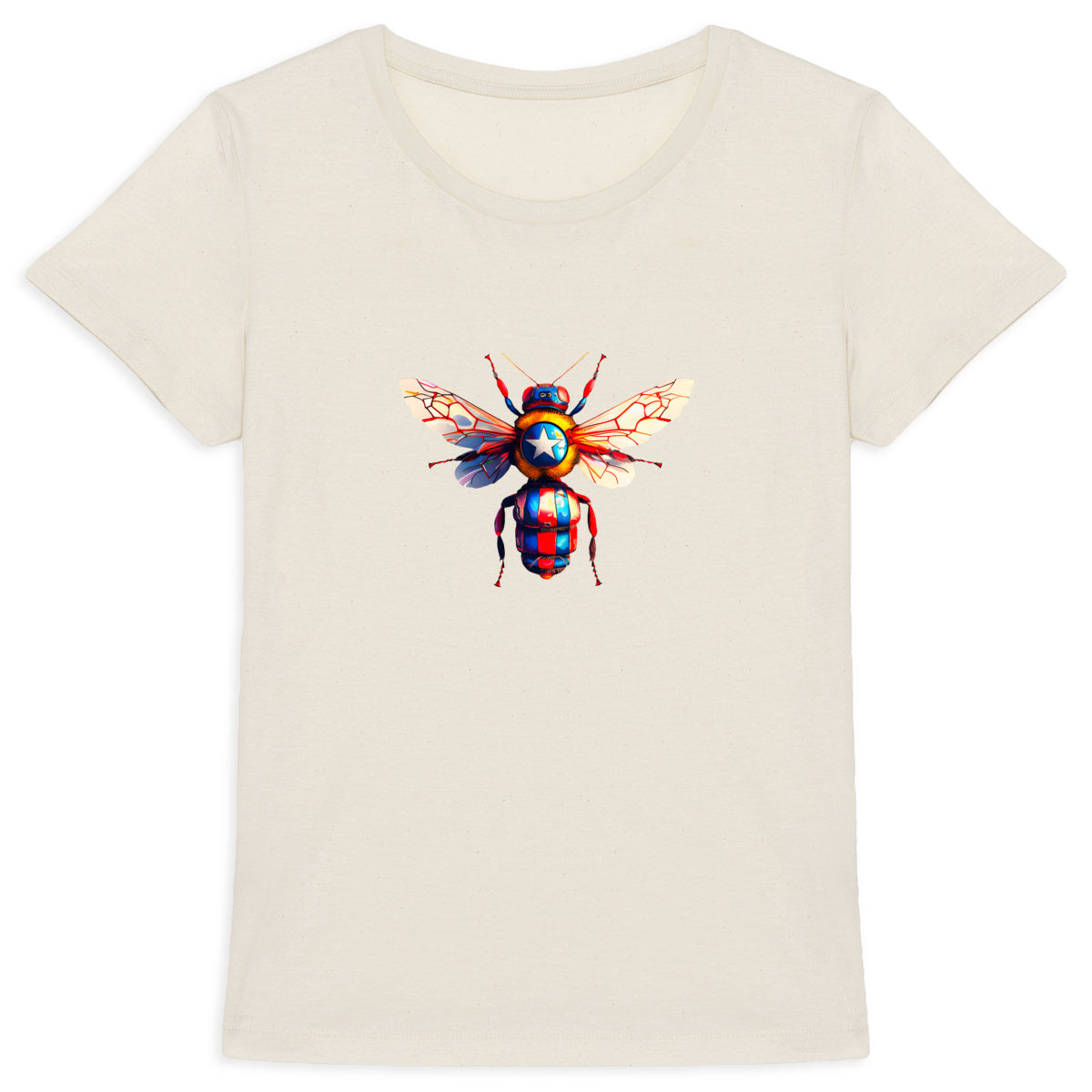 Captain America Bee Front T-shirt Femme à Col Rond