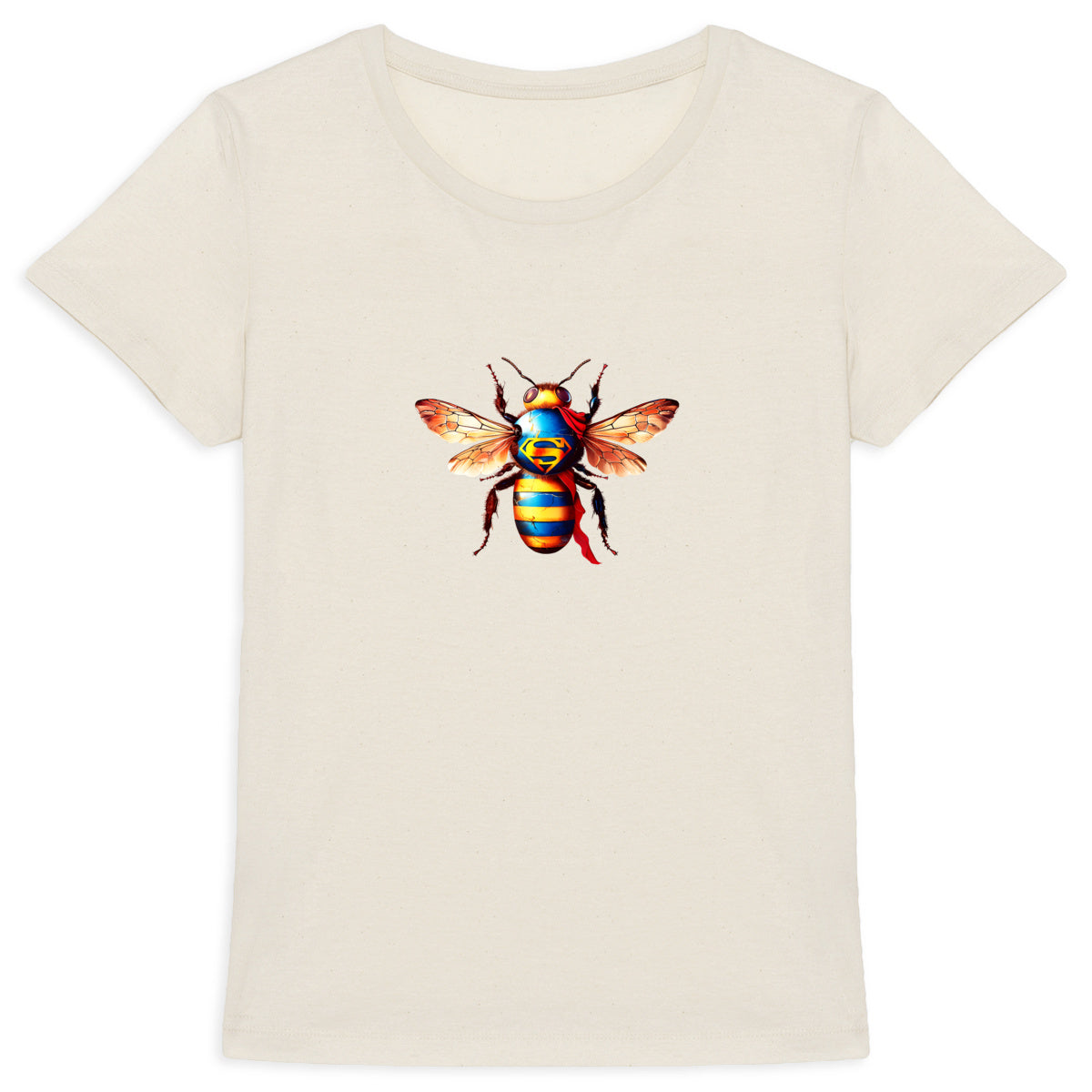 Super Man Bee Front T-shirt Femme à Col Rond