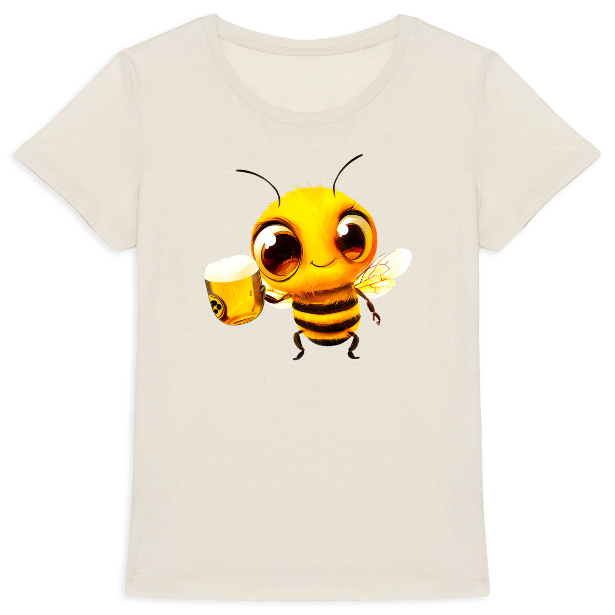 Bee Drinking Beer 2 Front T-shirt Femme à Col Rond