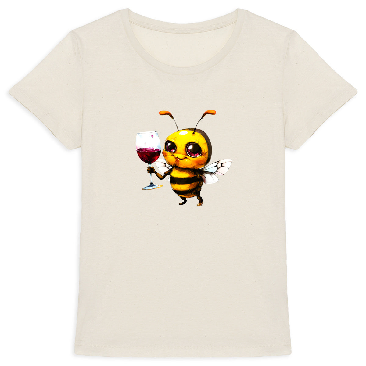 Bee Drinking Wine 2 Front T-shirt Femme à Col Rond