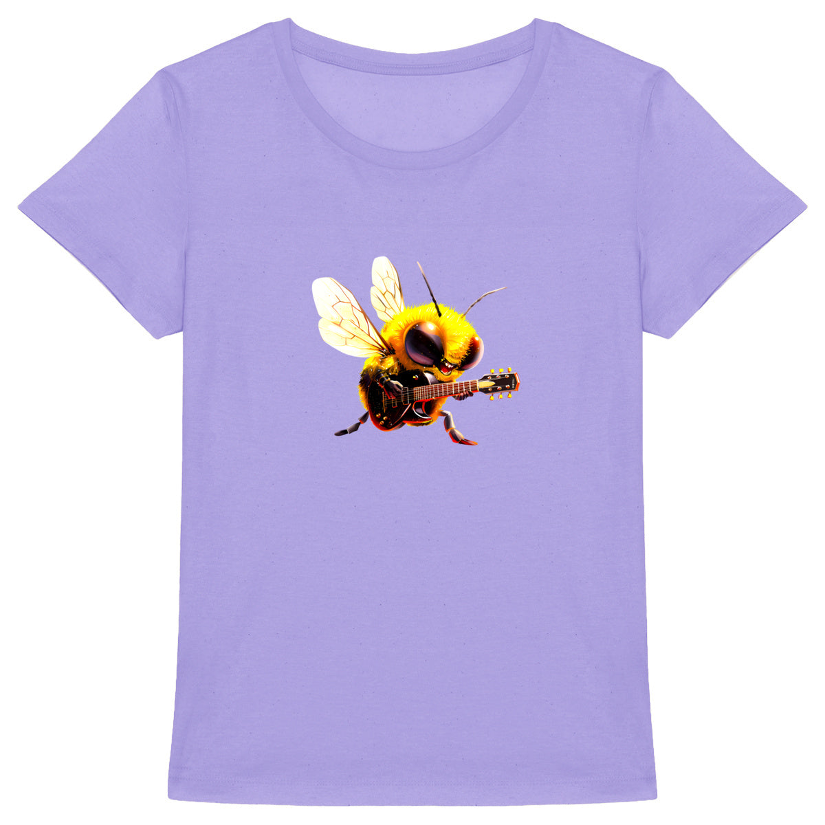 Guitar Bee 2 Front T-shirt Femme à Col Rond