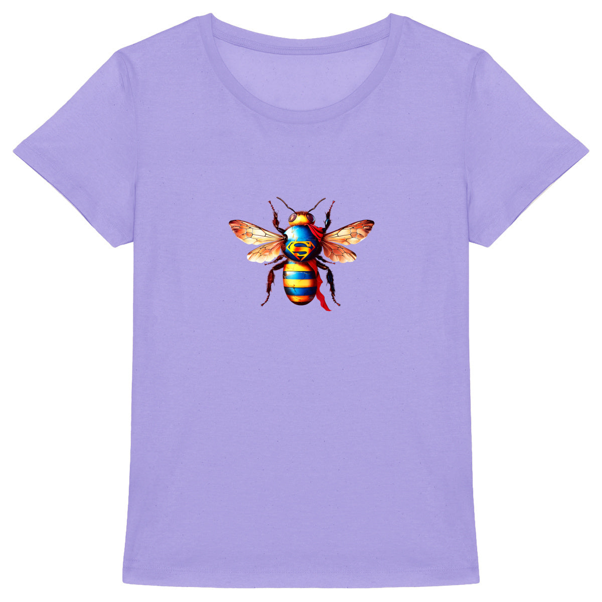 Super Man Bee Front T-shirt Femme à Col Rond