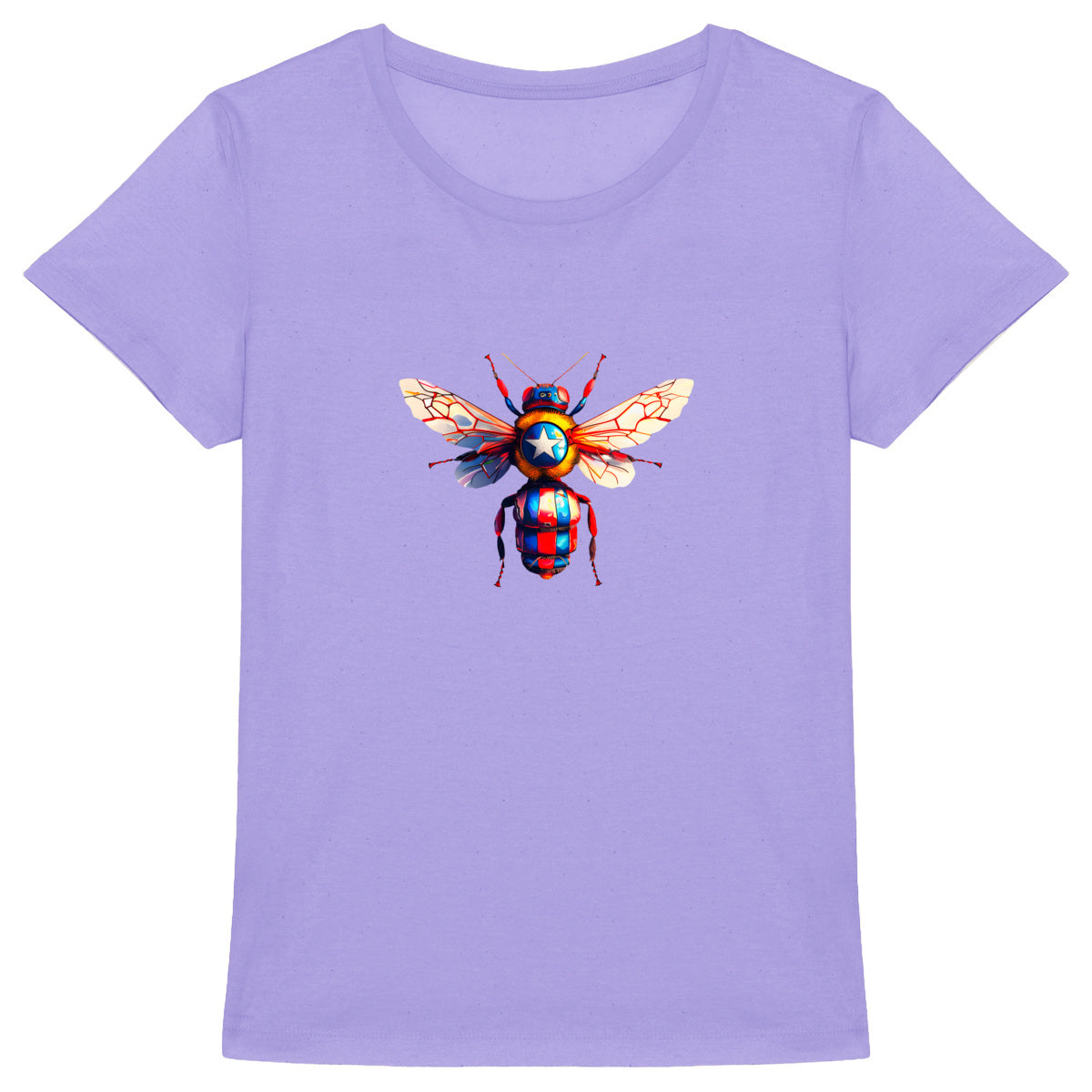 Captain America Bee Front T-shirt Femme à Col Rond