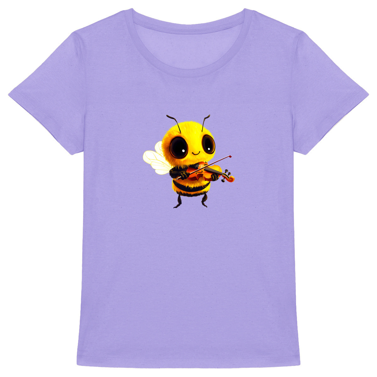 Violin Bee 1 Front T-shirt Femme à Col Rond