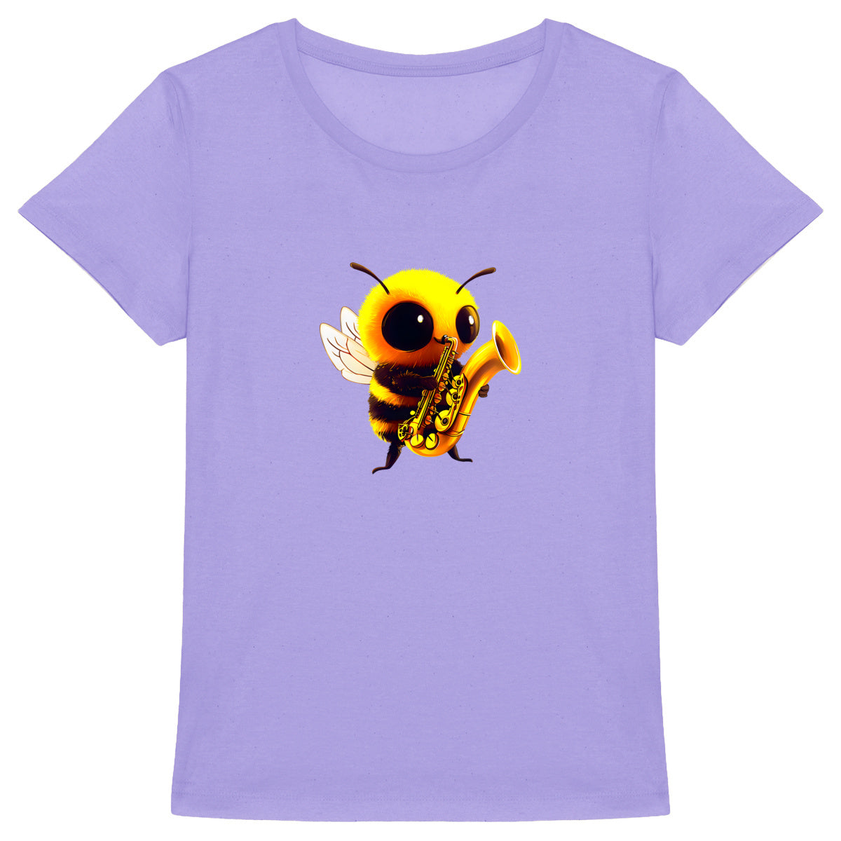 Saxophone Bee 1 Front T-shirt Femme à Col Rond