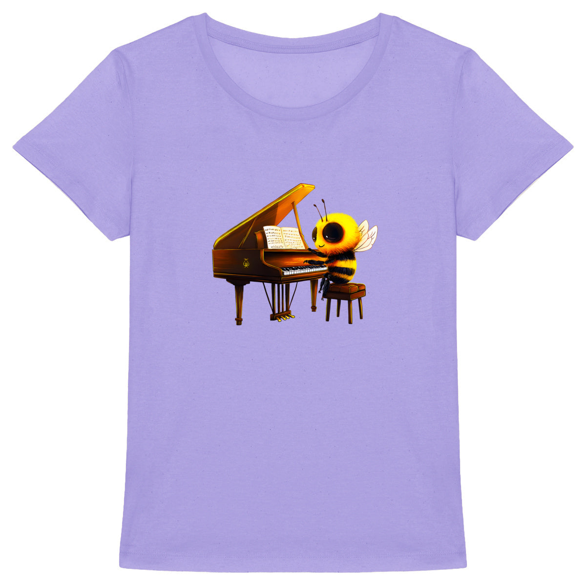 Piano Bee 1 Front T-shirt Femme à Col Rond