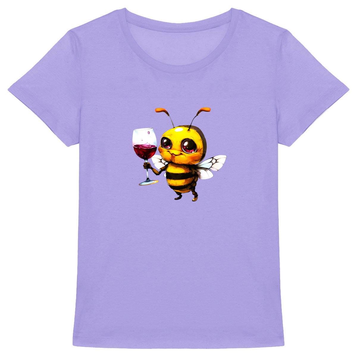 Bee Drinking Wine 2 Front T-shirt Femme à Col Rond