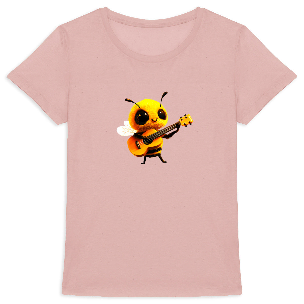 Guitar Bee 1 Front T-shirt Femme à Col Rond