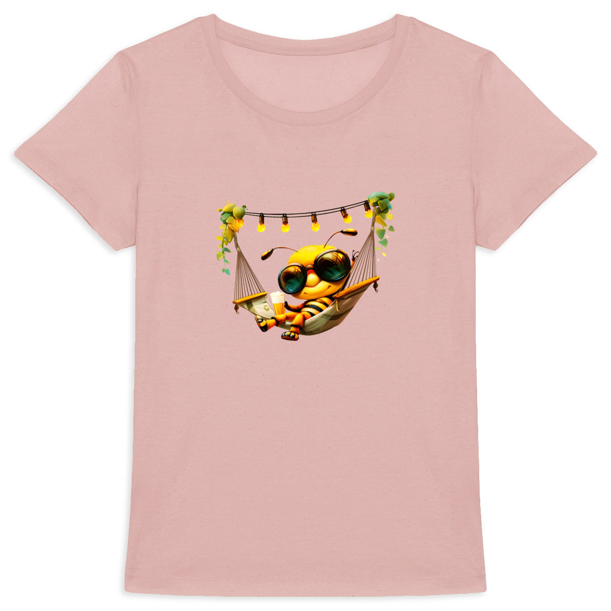 Chilling Out Bee in the Hammock Front T-shirt Femme à Col Rond