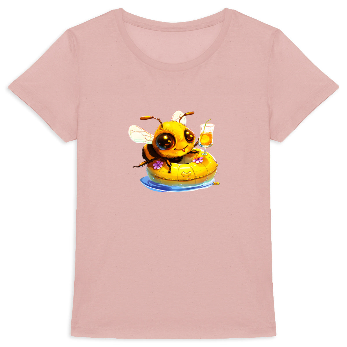 Chilling Bee at the Pool Front T-shirt Femme à Col Rond