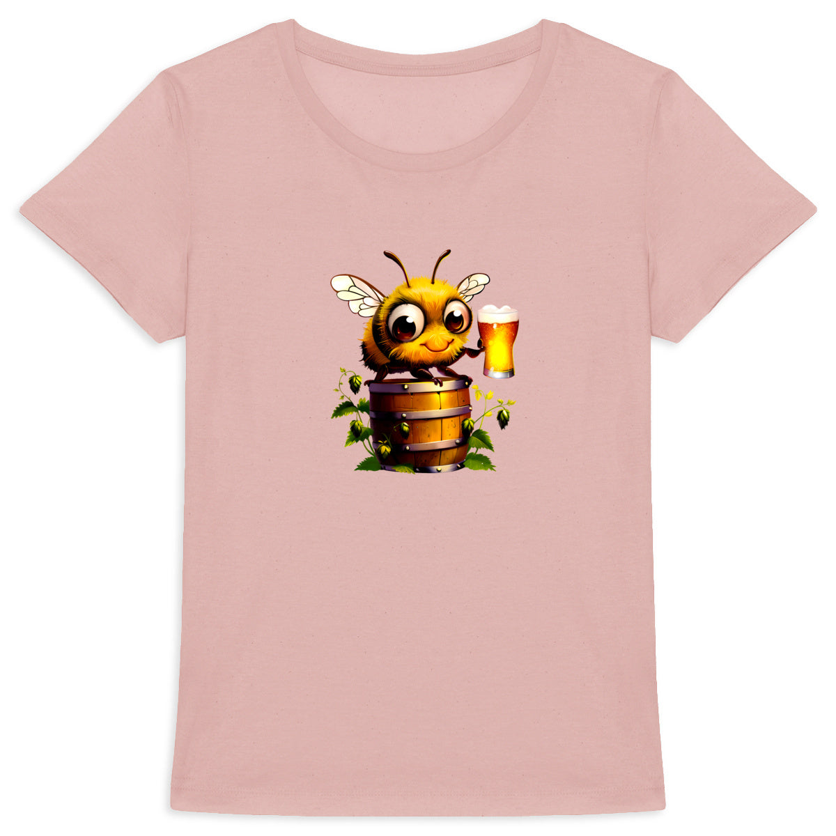 Bee Drinking Beer 2 Front T-shirt Femme à Col Rond