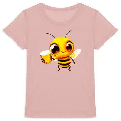 Bee Drinking Beer 2 Front T-shirt Femme à Col Rond