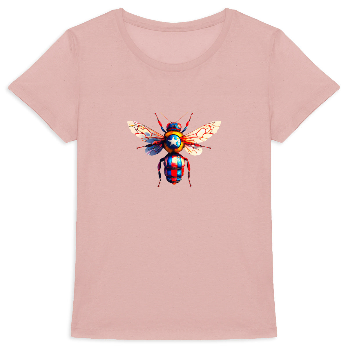 Captain America Bee Front T-shirt Femme à Col Rond