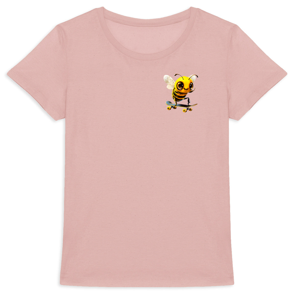 Skateboarding Bee Logo T-shirt Femme à Col Rond