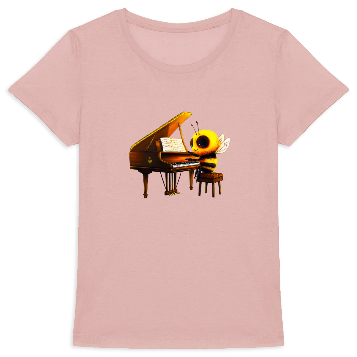 Piano Bee 1 Front T-shirt Femme à Col Rond