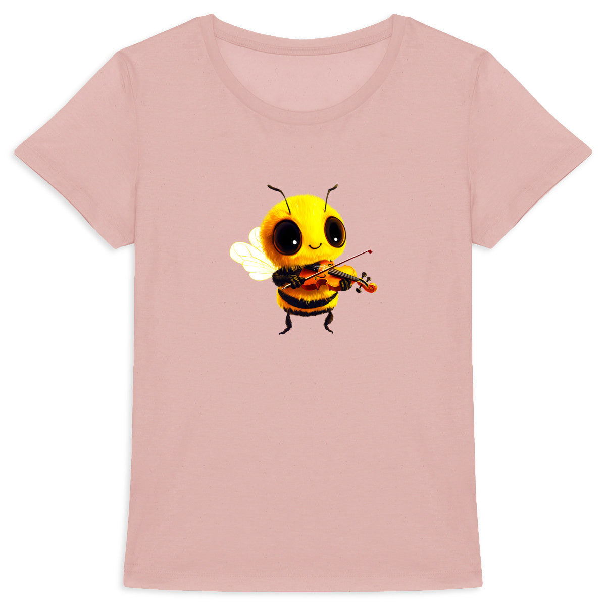 Violin Bee 1 Front T-shirt Femme à Col Rond